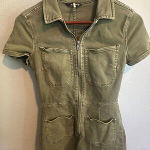 Free People CRVY Collection Lennox Shortsuit Romper in Army (olive green) Sz 2